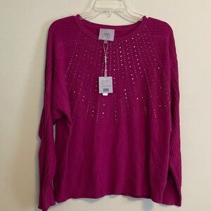 Liv Milano Magenta/Pink Studded Sweater